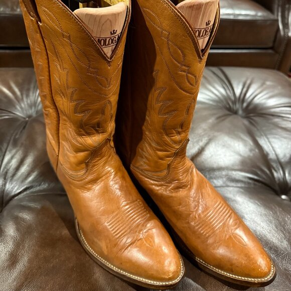 NOCONA 10.5 D Made in Texas light brown leather cowboy boots Mens - Picture 1 of 10